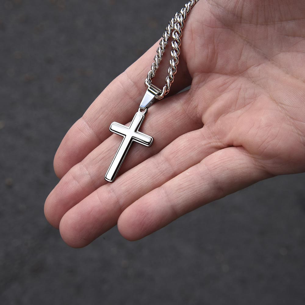 Cuban Chain with Artisan Cross Necklace - In Gift Box