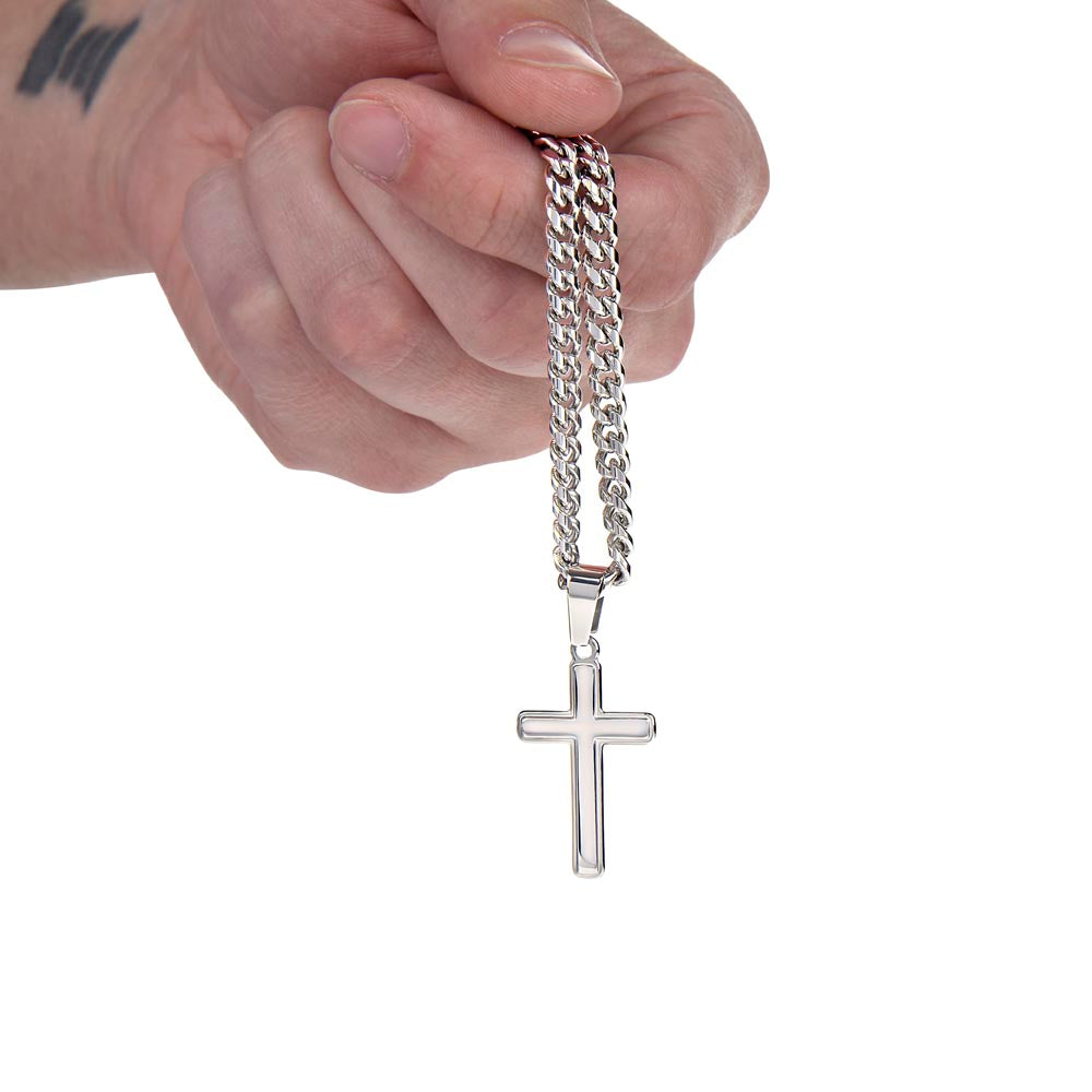 Cuban Chain with Artisan Cross Necklace - In Gift Box