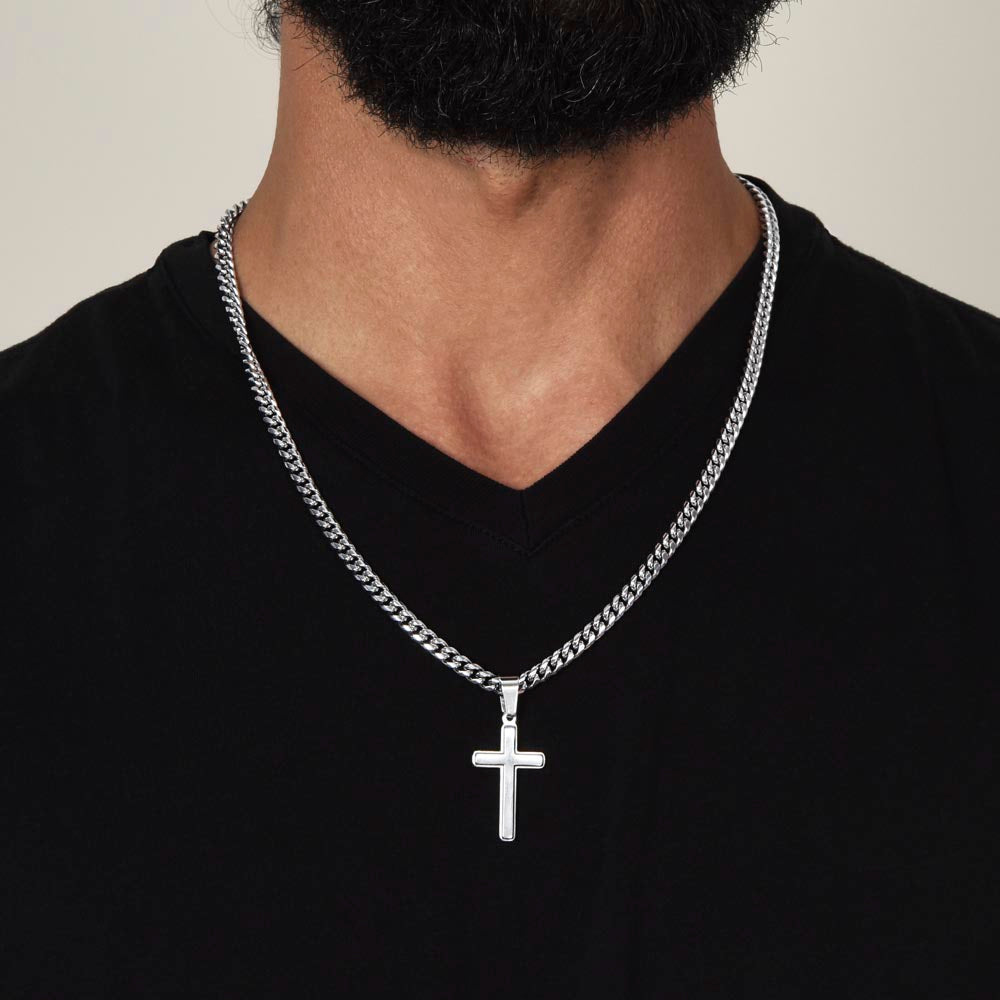 Cuban Chain with Artisan Cross Necklace - In Gift Box