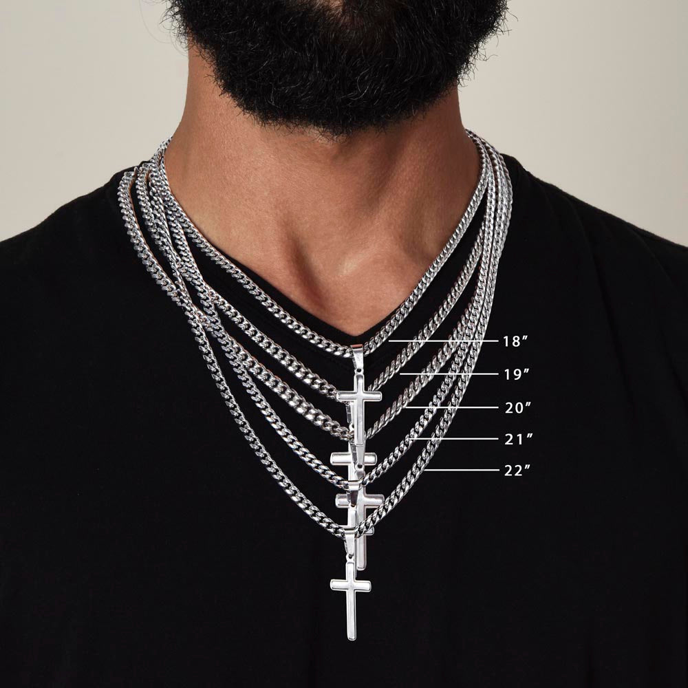 Cuban Chain with Artisan Cross Necklace - In Gift Box