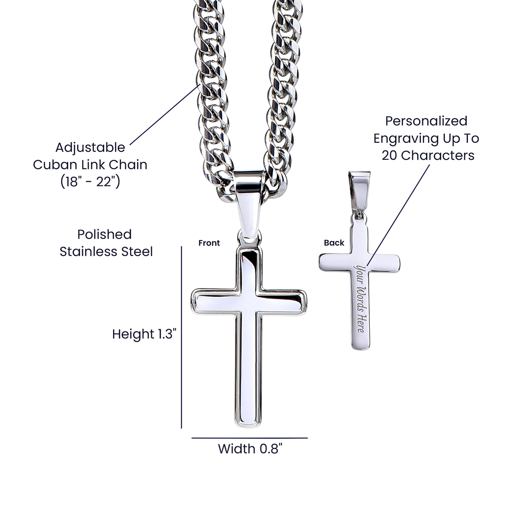 Cuban Link Chain With Artisan Cross - In Gift Box