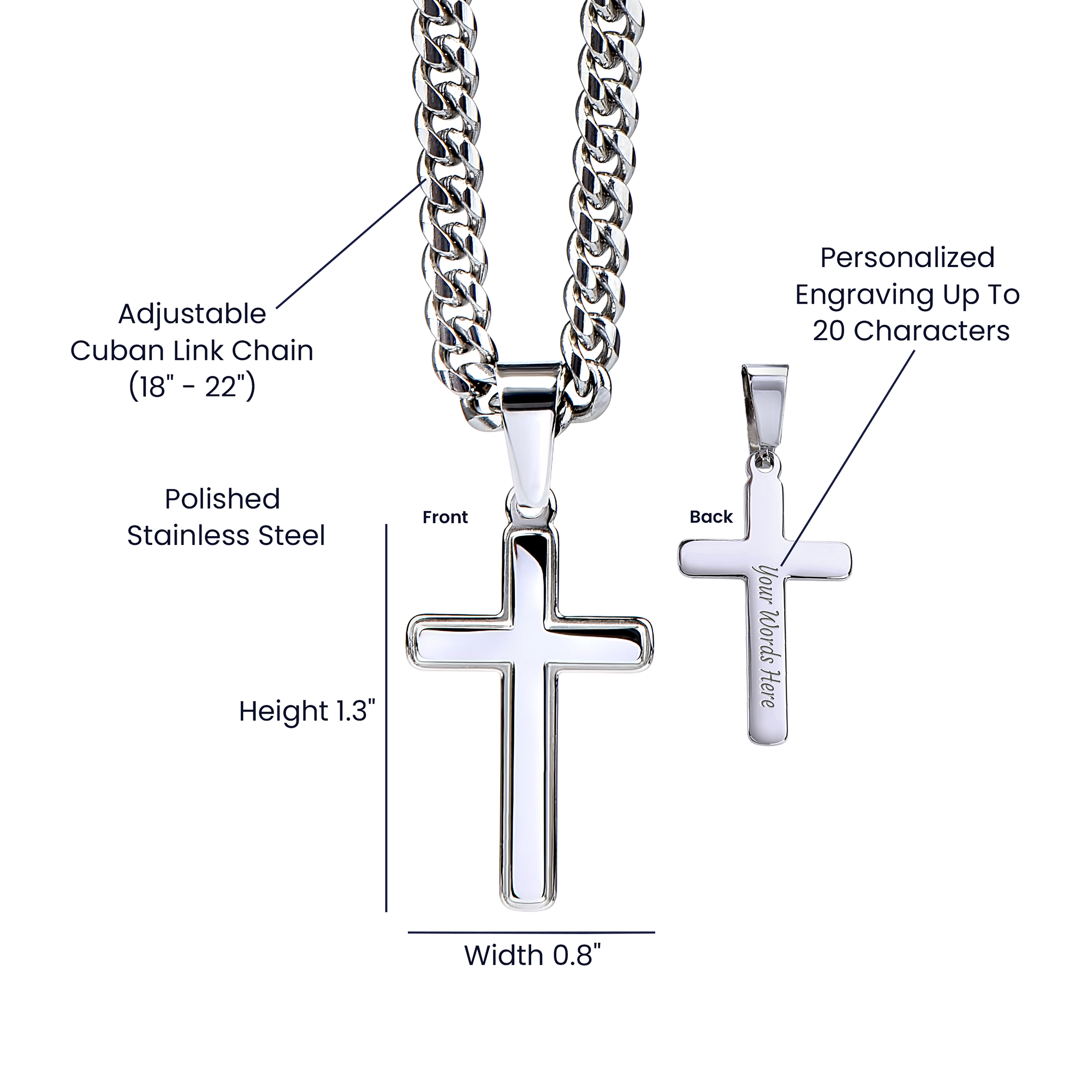 Cuban Link Chain With Artisan Cross - In Gift Box