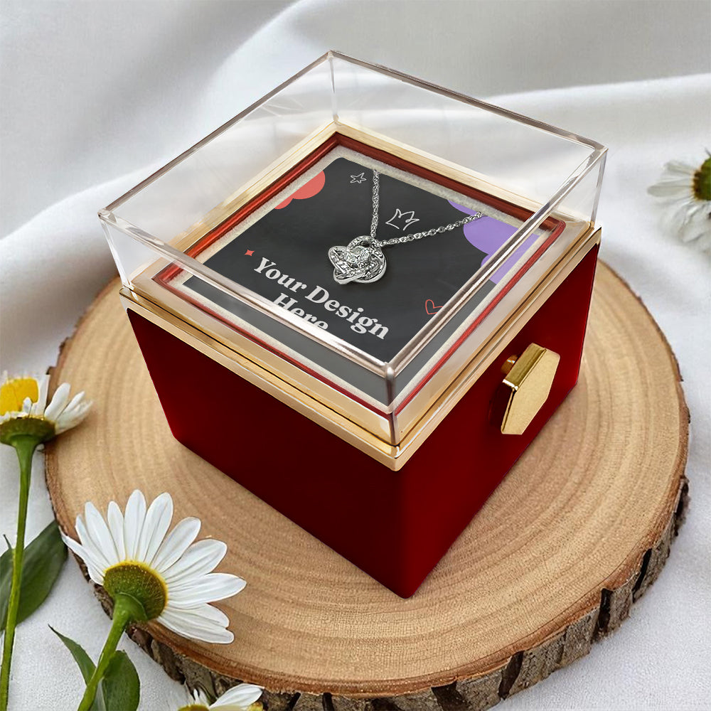 Love Knot Necklace With Rotating Rose Gift Box
