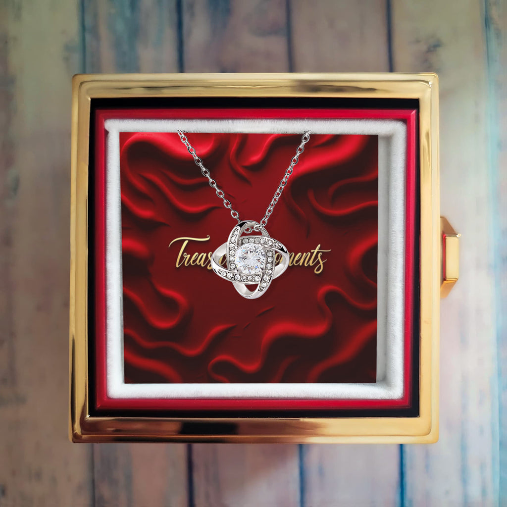 Love Knot Necklace With Rotating Rose Gift Box