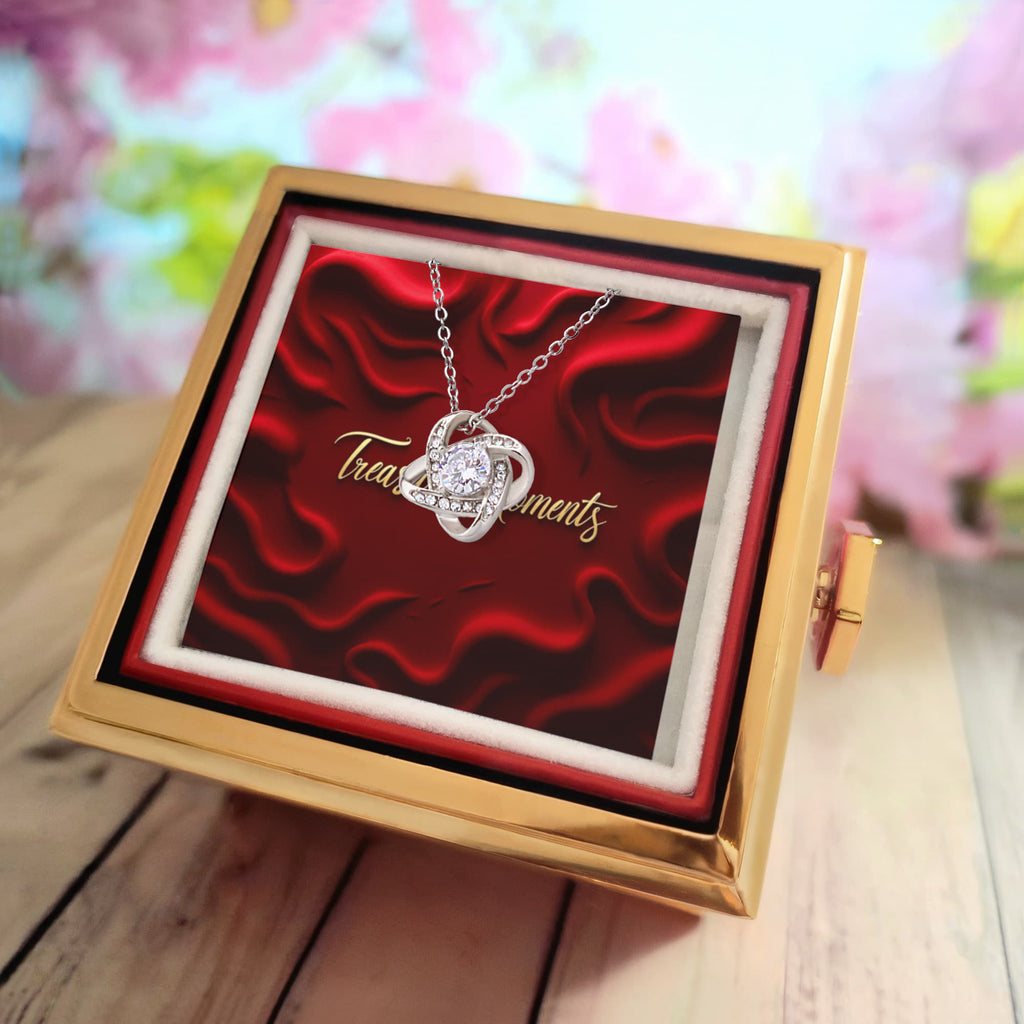 Love Knot Necklace With Rotating Rose Gift Box