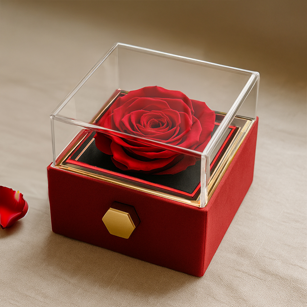Love Knot Necklace With Rotating Rose Gift Box