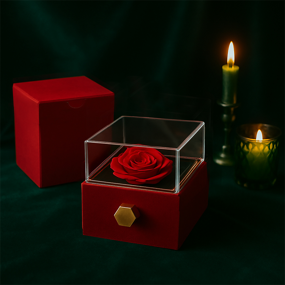 Love Knot Necklace With Rotating Rose Gift Box