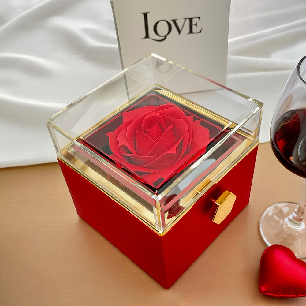 Love Knot Necklace With Rotating Rose Gift Box